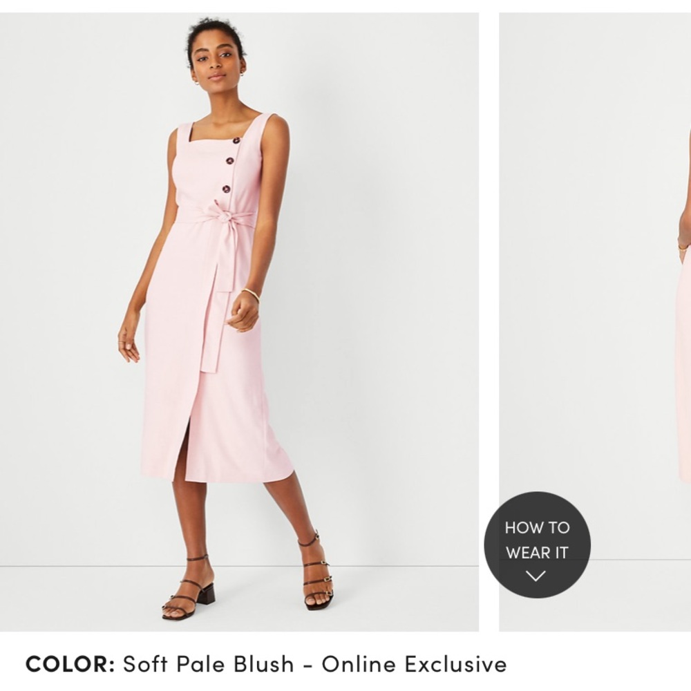 Ann Taylor Side Button Belted Midi Dress